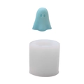 Geisterform Silikonform mit hellblauem Harzgeist für Halloween DIY Dekorationen - Geisterstil mit offenem Mund (02)