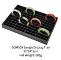 Black 40-slot jewelry display tray for bracelets, 35x24x3cm storage organizer - Black Brushed PU 40 Slots Bangle Tray