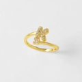 Verstelbare 18k vergulde ring met een met micro-zirkonia ingelegde letter K-stijl - Letter K
