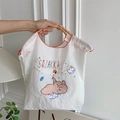 Sac fourre-tout blanc en Oxford avec broderie éléphant mignon et lettres SOZAKKA colorées - Éléphant Paisible Blanc