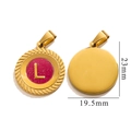 Pendentif rond doré avec paillettes roses, lettre L et dimensions de 23 mm - Lettre L