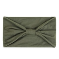 Detail of army green knitted headband with center pleat design on white background - Solid Army Green