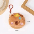 Detail showing cartoon capybara plush coin purse dimensions 9.8cm width and 9cm height - Speechless Capybara with Duck