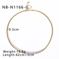 Set collana in acciaio inossidabile placcato oro 18K con zirconi scintillanti - Collana a Catena a Serpente con Zirconi (NB-N1166-G) / Oro