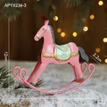 Pink iron rocking horse ornament with star patterns for Nordic Christmas decor - Pink
