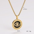 Goldene Teufelsauge-Halskette mit 25 mm Anhänger und 60 cm Kettenlänge im Detail - Gold Schwarzer Boden Böser Blick Stil (Stil 3) / 2,5 mm * 60 cm Kette