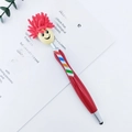 Kreativer roter Eingabestift mit lustigem Smiley und flauschigem rotem Haaraufsatz - Rot