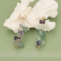 Mixed color natural crystal fluorite stone pendant with a golden loop attachment - 14S Mixed Crystal (Set of 4)