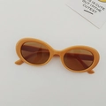 Kids vintage oval sunglasses with bright orange frame and brown lenses for UV protection - Yellow