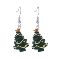Festive dark green Christmas tree earrings with gold stars and colorful ornaments - 11. Resin Christmas Tree