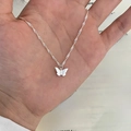 Elegant silver butterfly pendant necklace with a minimalist wavy chain for women - Butterfly Pendant Necklace (XL3205)