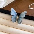 Elegant blue butterfly hair clip with rhinestone center and pearl pendant in a jewelry box - 41# Light Blue Butterfly
