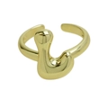 Polierter, 18 Karat vergoldeter Messing-Buchstabenring im klobigen Bubble-Design - Buchstabe L / Gold