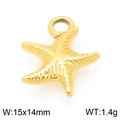 Golden stainless steel starfish pendant charm with textured detail for DIY jewelry making - Gold Sea Star (KLJ9935-Z)