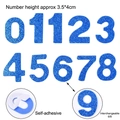 Blue glitter 0-9 number patches with self-adhesive backing for pet birthday hats - EVA Adhesive Number Set / Sapphire Blue