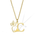 Collana in acciaio inossidabile dorato con ritratto di profilo e ciondolo lettera C - Lettera C