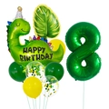 Détail du ballon chiffre 8 vert de 32 pouces avec dinosaure et kit de ballons fête - Dinosaure Avec Chapeau Numéro 8