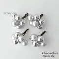 Set of 4 silver decorative Christmas berry bunches featuring six 3cm spheres each - 3CM Ball Bunches / Silver