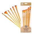7-piece synthetic hair artist brush set with orange handles and gold ferrules - 7Pcs Orange Plastic Handle HB96C / Orange