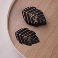 Close-up of leaf-shaped black gift tags with gold foil veins and For You lettering - Bronzing Leaf Shape For You - Black - 4.5*7cm