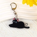 Porte-clés mignon chat noir en acrylique avec yeux bleus et fermoir en métal argenté - Style 3 Petit chat noir [B258]