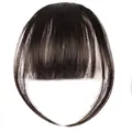 Bruinzwarte knot haarklem met zachte gevederde laagjes voor een rommelige look - Air Bangs Haarextensie / Lapjeskat