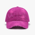 Distressed magenta baseball cap with VIRA embroidery and frayed vintage detailing - Adjustable / Rose Red