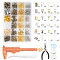 DIY jewelry making kit with 24-grid component box and essential orange craft tools - Set 15 (24 Grids/Tools + Caliper + Wires/977Pcs)