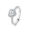 Bague élégante en argent 925 avec zircon en forme de cœur et placage en or blanc 18k - US 8 / Argent (WGR324F1)