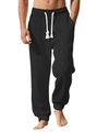 Pantaloni jogger neri da uomo con trama a rombi jacquard e coulisse bianca - S / Nero