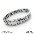 Bracciale in acciaio inossidabile argento con design a maglie sabbiate in stile industriale - Acciaio Lucido Stile B