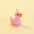 Cute pink resin duck charm with orange beak and metal ring for DIY jewelry making - Solid Rose Red (Silver Pin)