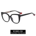Gafas cat-eye 81062-C8 negro brillante con lentes anti-luz azul y detalles rojos - Negro Brillante
