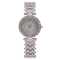 Orologio al quarzo da donna argento con quadrante floreale e dettagli in strass lucidi - Argento