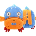 Blue and orange plush crab backpack for toddlers with adjustable straps and 3D claws - Crab