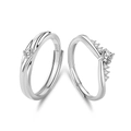 S925 Sterling Silber Paarringe Set mit Zirkonia und verstellbarem offenem Design - Einstellbar Offen / Paar Set