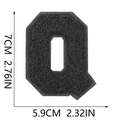 7cm black chenille letter Q patch with size markers for clothing DIY projects - Letter Q / Black