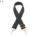 Detail of adjustable geometric ethnic strap with gold metal hooks and green-brown weaving - C-6 Coffee Green