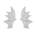 Laser silver bat wings hair clips for Halloween party with holographic finish effect - #7 Silver Bat Hair Clips