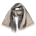 Detalle de bufanda suave de jacquard bouclé beige con motivos en gris oscuro - 190x40+3cm / 06# Beige Negro