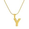 Gold titanium steel snake chain necklace featuring a textured letter Y pendant - Letter Y (S-P004-Y)