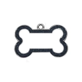 Detailed view of bone-shaped pet tag with black glitter inlay and silver metal frame - Black