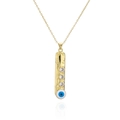 Irregular geometric vertical bar necklace with gold plated evil eye and star pendant - Gold - Hollow Star Evil Eye