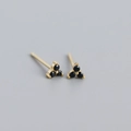 Minimalist S925 sterling silver four-leaf clover stud earrings with black cluster stones - Golden Color (black Zircon)