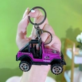 Purple Jeep mini car keychain with silver metal ring and healthy green city text - Game Console Keychain - Jeep Pullback Car - Purple