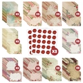 Set cancelleria vintage floreale con 10 stili di carta, buste e adesivi dorati - Floreale Retrò-A (G014-A)