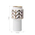 Modern white ceramic vase with golden chevron pattern detail and small size format - Small (20cm) / Platinum