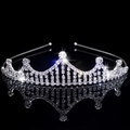 Elegant silver bridal crown featuring sparkling clear rhinestones on a dark reflective base - Multi-Layer Spiked Style (FG166)