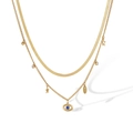 Double-layered evil eye necklace with butterfly and star pendants in gold plated steel - Evil Eye & Star Double Layer
