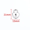 Polished stainless steel heart lock pendant with keyhole design measuring 21mm by 15mm - Silver Polished Hollow Heart Padlock Pendant 21mm